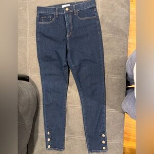 LOFT Blue Jeans with Gold Button Detail